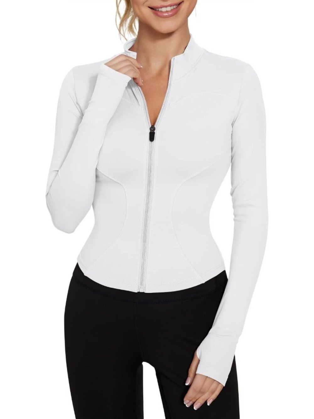 Lightweight Zip-Up Women's Workout Jacket - Cropped Athletic Yoga Top, Slim Fit